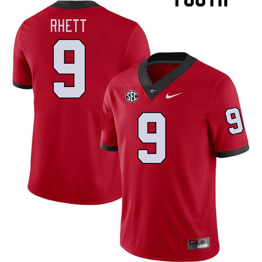 Youth #9 Justyn Rhett Georgia Bulldogs College Football Jerseys Stitched-Red - Click Image to Close